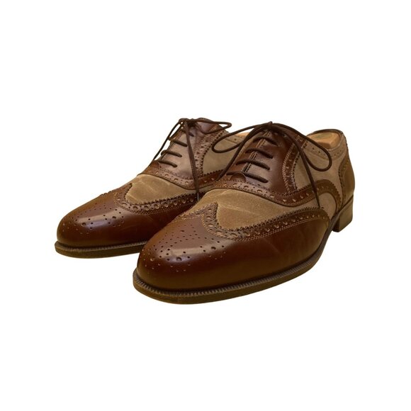 Salvatore Ferragamo Men’s Brown Leather & Suede Wingtip Brogue Oxfords Sz 9.5EE - Picture 3 of 8